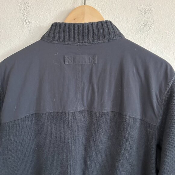 Duluth Trading Co Sweater Gray 1/4 Zip Mock Neck Elbow Patch Cotton Wool - Picture 6 of 7